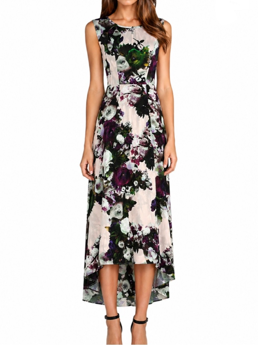 NANETTE LEPORE Scarlet Nights Midi Floral Chiffon Dress Small US 4